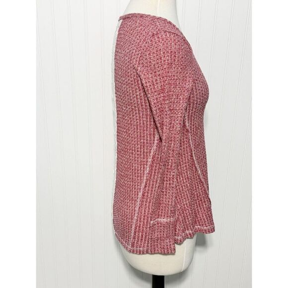 Almost Famous Knit Scoop Neck Long Sleeve Top Heather Reddish Pink Size Medium - Picture 7 of 13